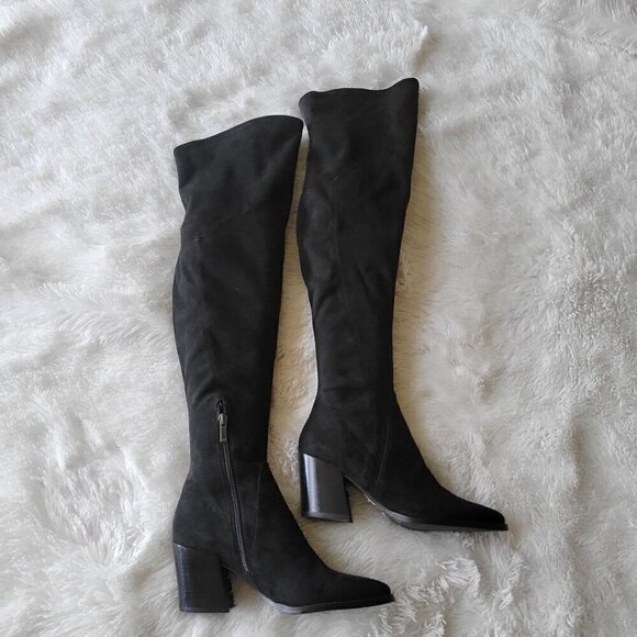 Marc Fisher CATHI Over the Knee Pointed Toe Black Suede Boots Sz 6 M - Picture 8 of 10